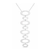 14K White Gold Open Oval Link Drop Necklace
